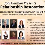 A flyer for the jodi harman presents relationship restoration