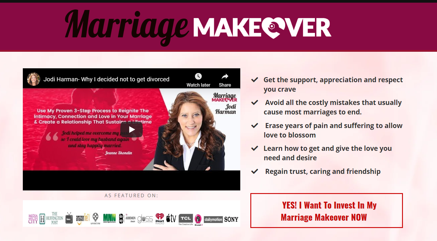 A screen shot of the marriage makeover website.
