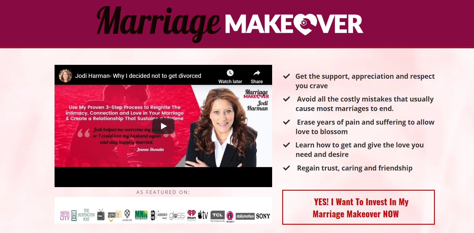 A screenshot of the marriage makeover website.