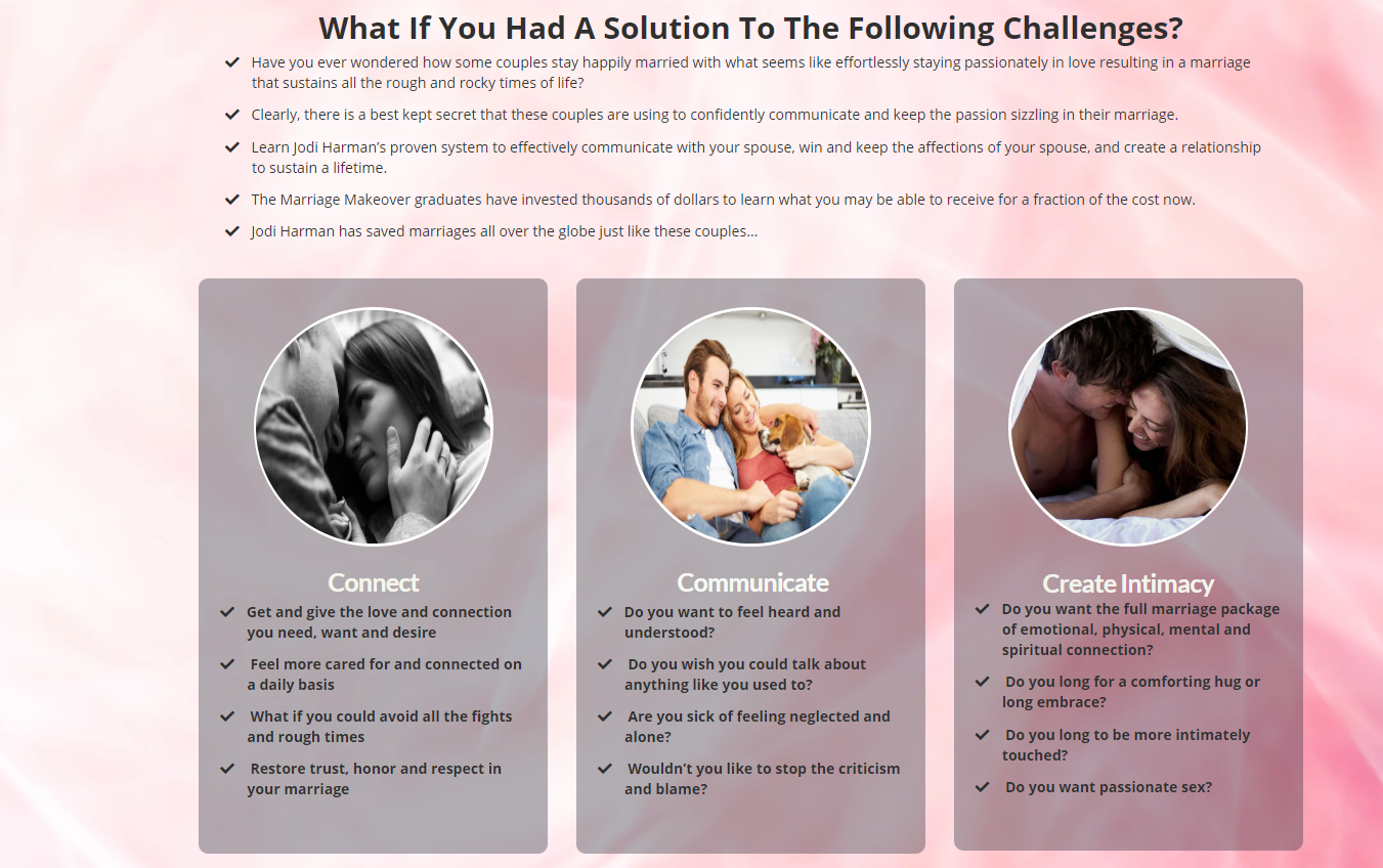 A page with three pictures of people and the words " what if you had a solution to the following challenges ?"